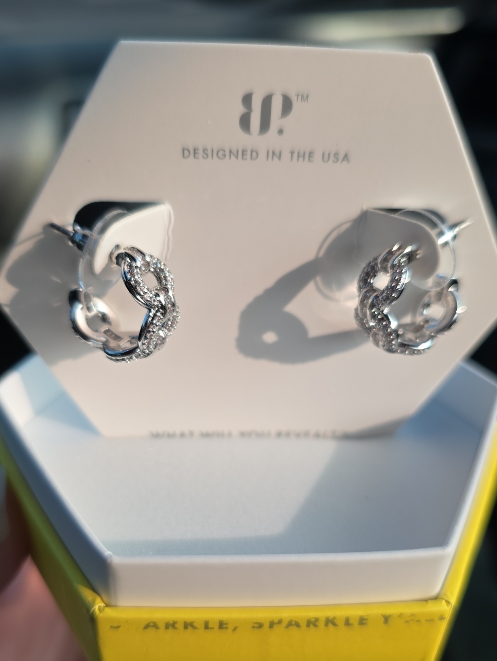 Crystal Infinity Loop Stud Earrings — Silver